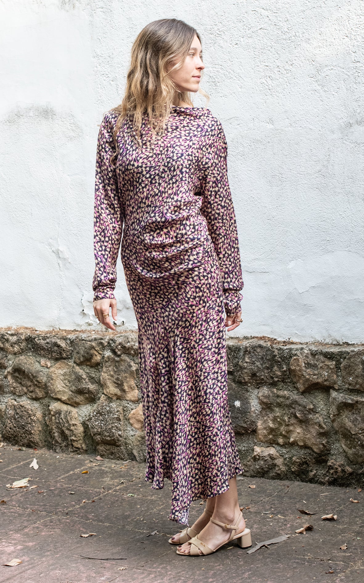 Vestido estampado manga larga