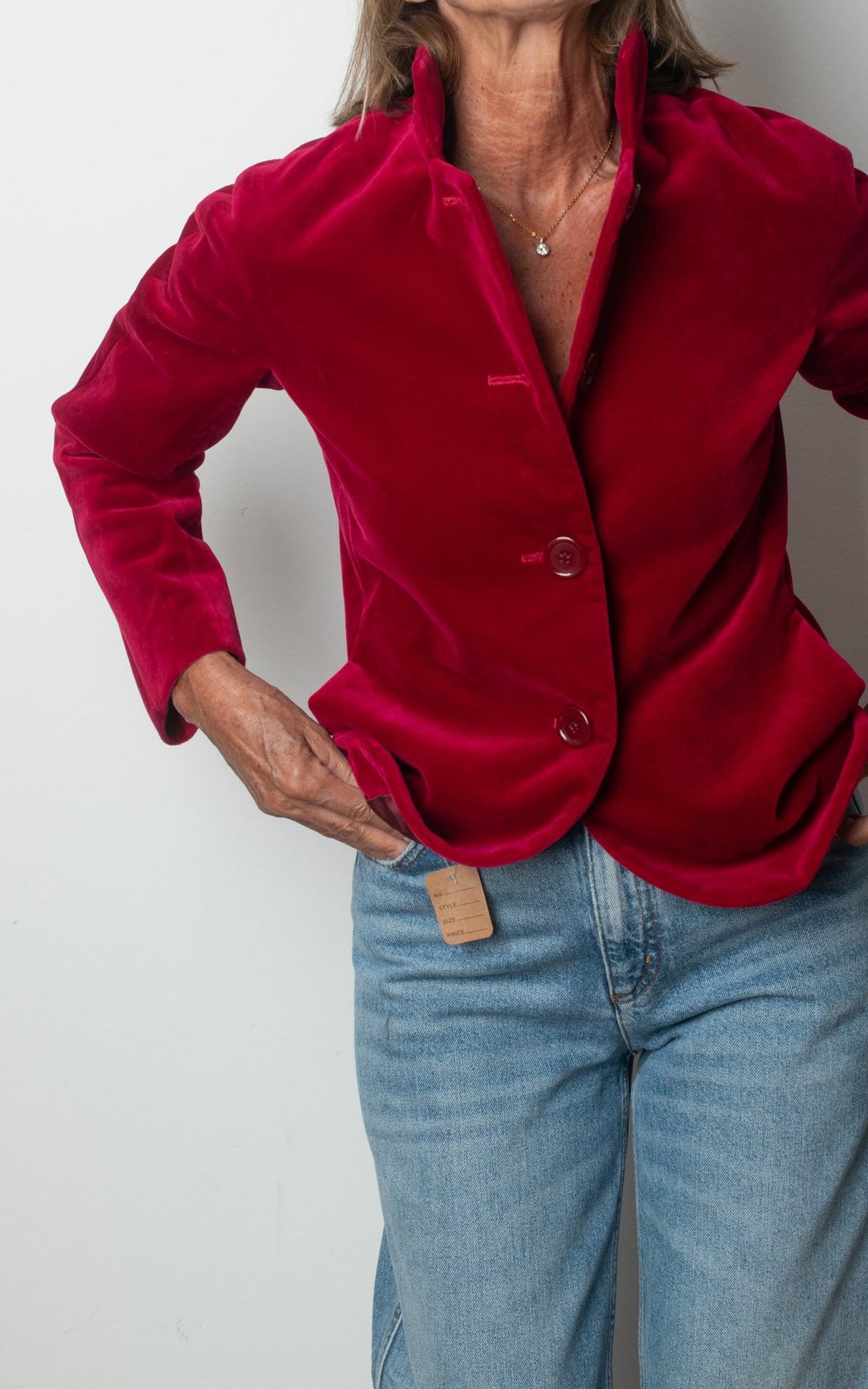 Blazer de tercipelo frambuesa