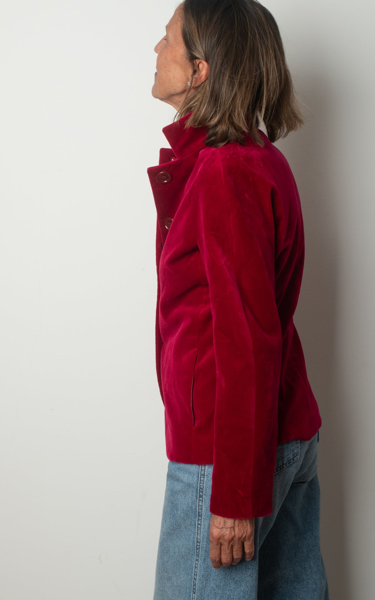 Blazer de tercipelo frambuesa