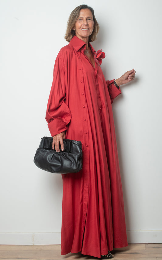Vestido granate algodón con seda