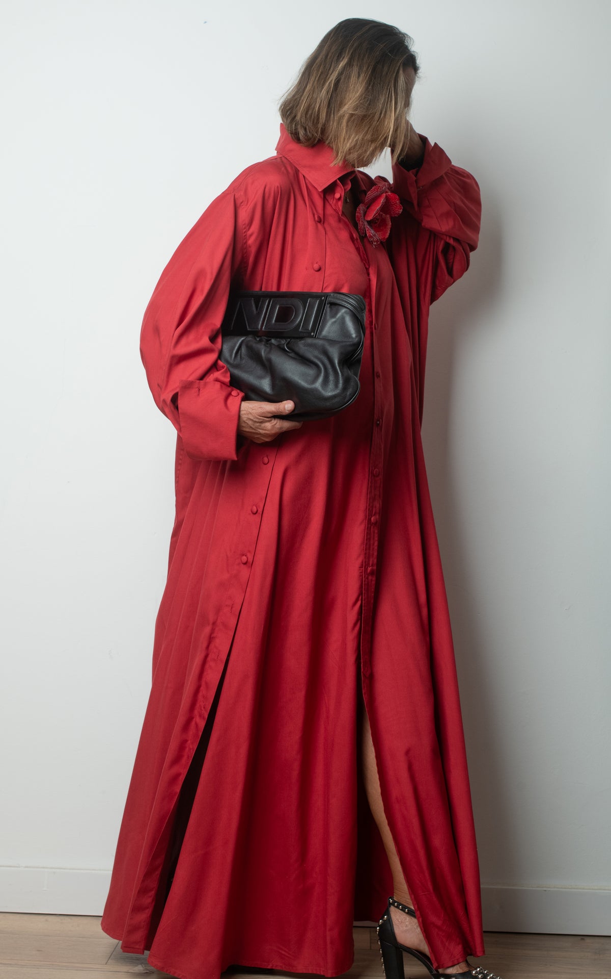 Vestido granate algodón con seda