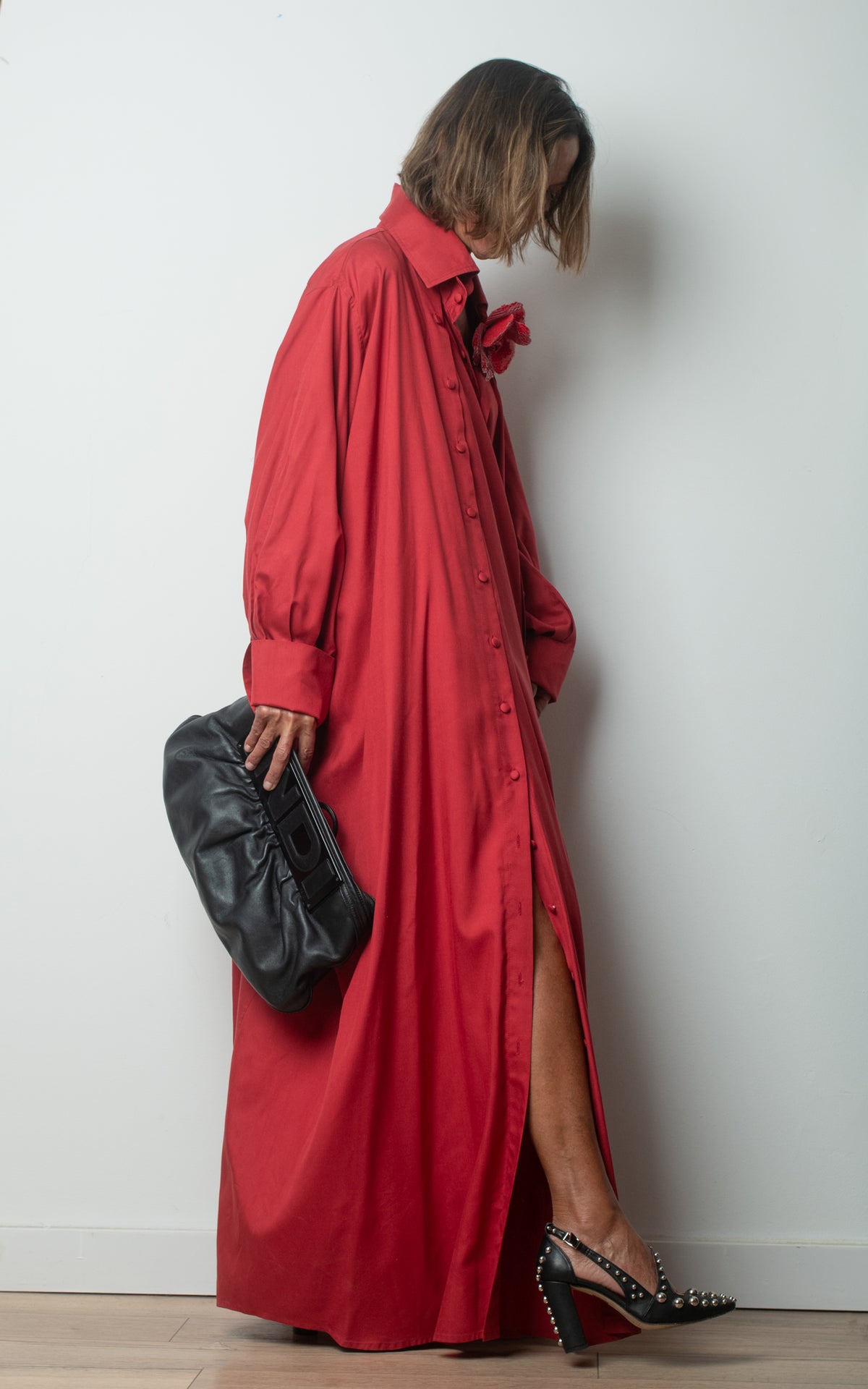 Vestido granate algodón con seda