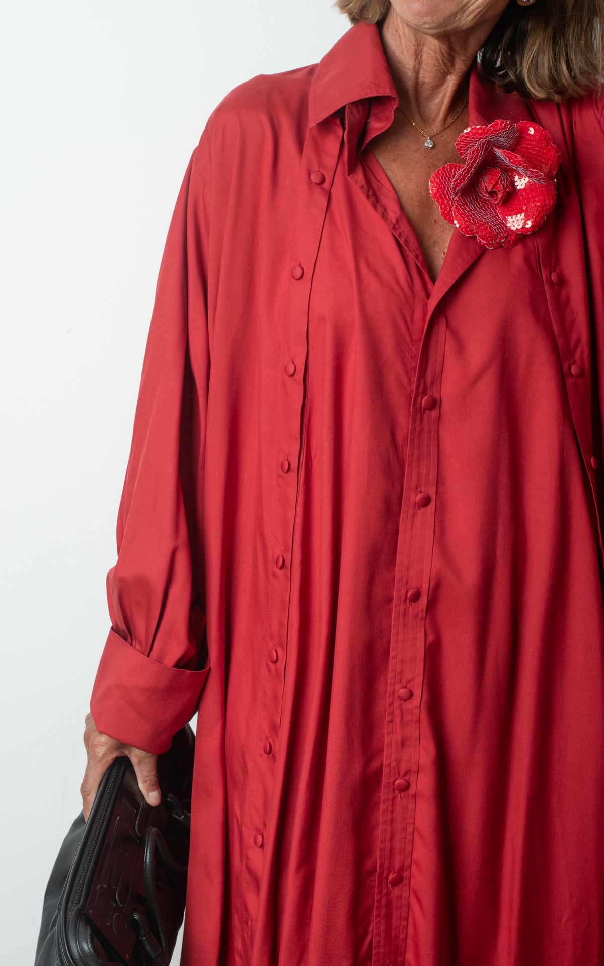 Vestido granate algodón con seda