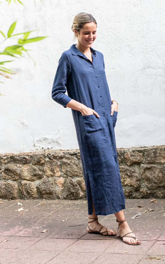 Vestido azul mini cuadros