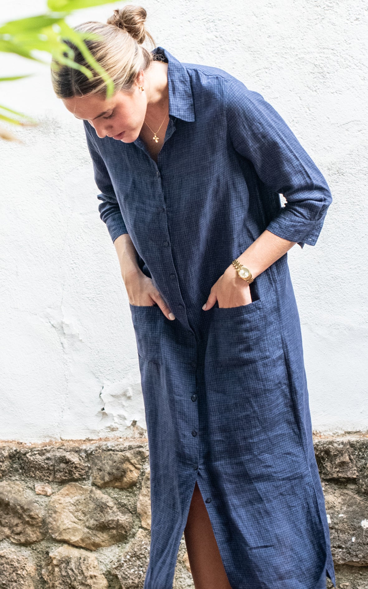Vestido azul mini cuadros