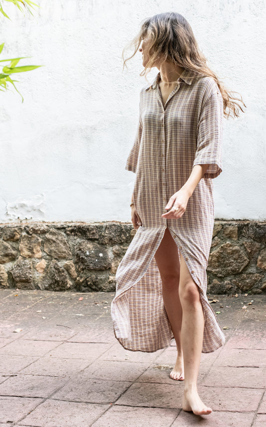 Vestido cuadritos midi