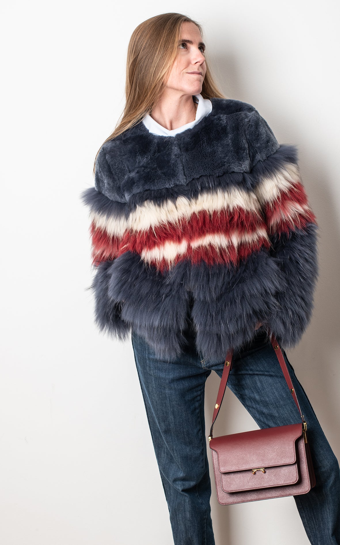 Abrigo conejo tricolor