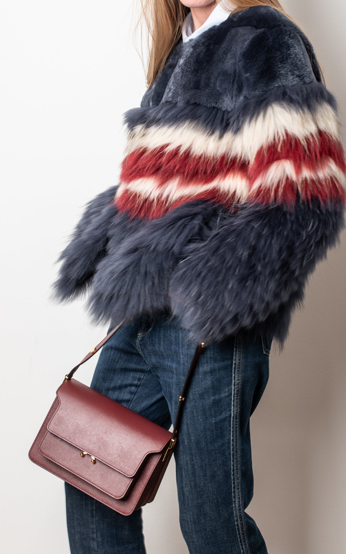 Abrigo conejo tricolor