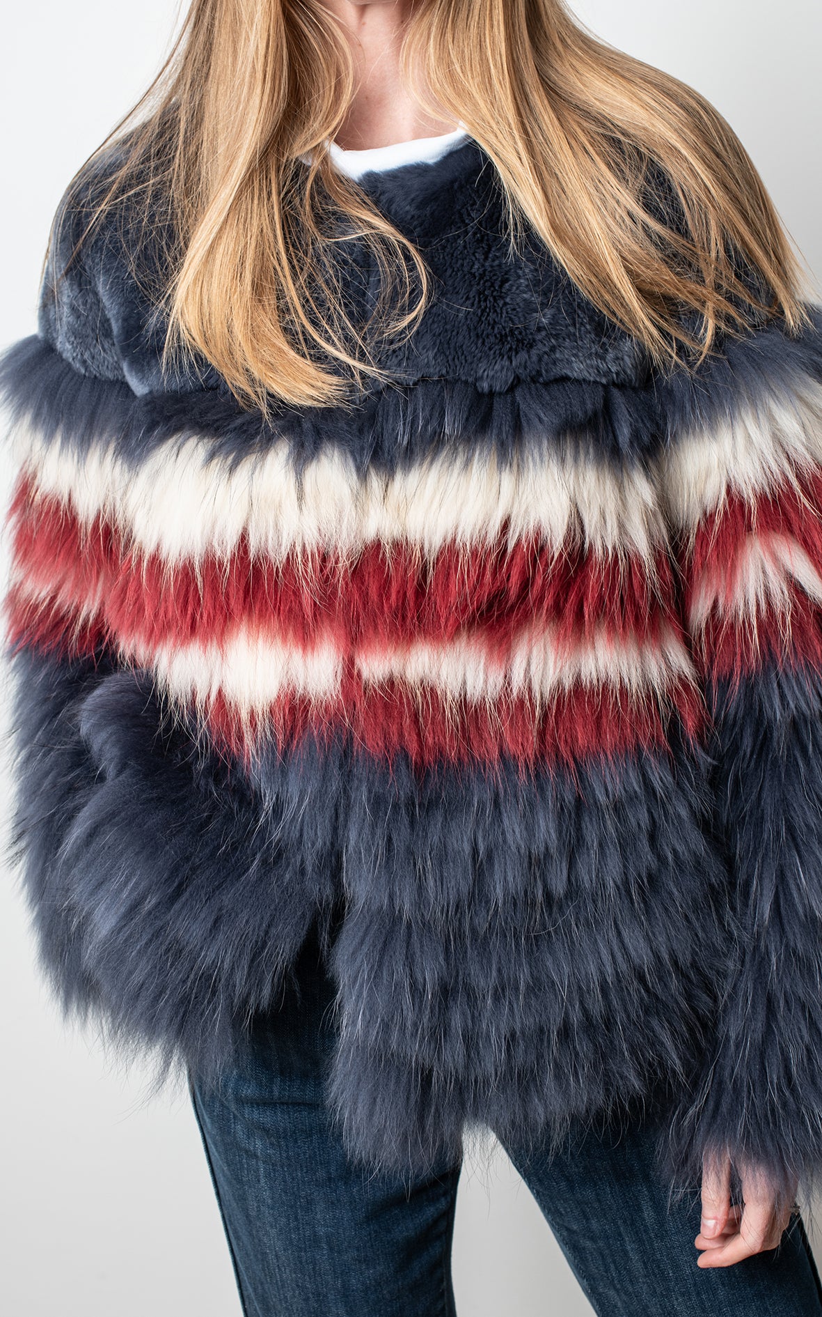 Abrigo conejo tricolor