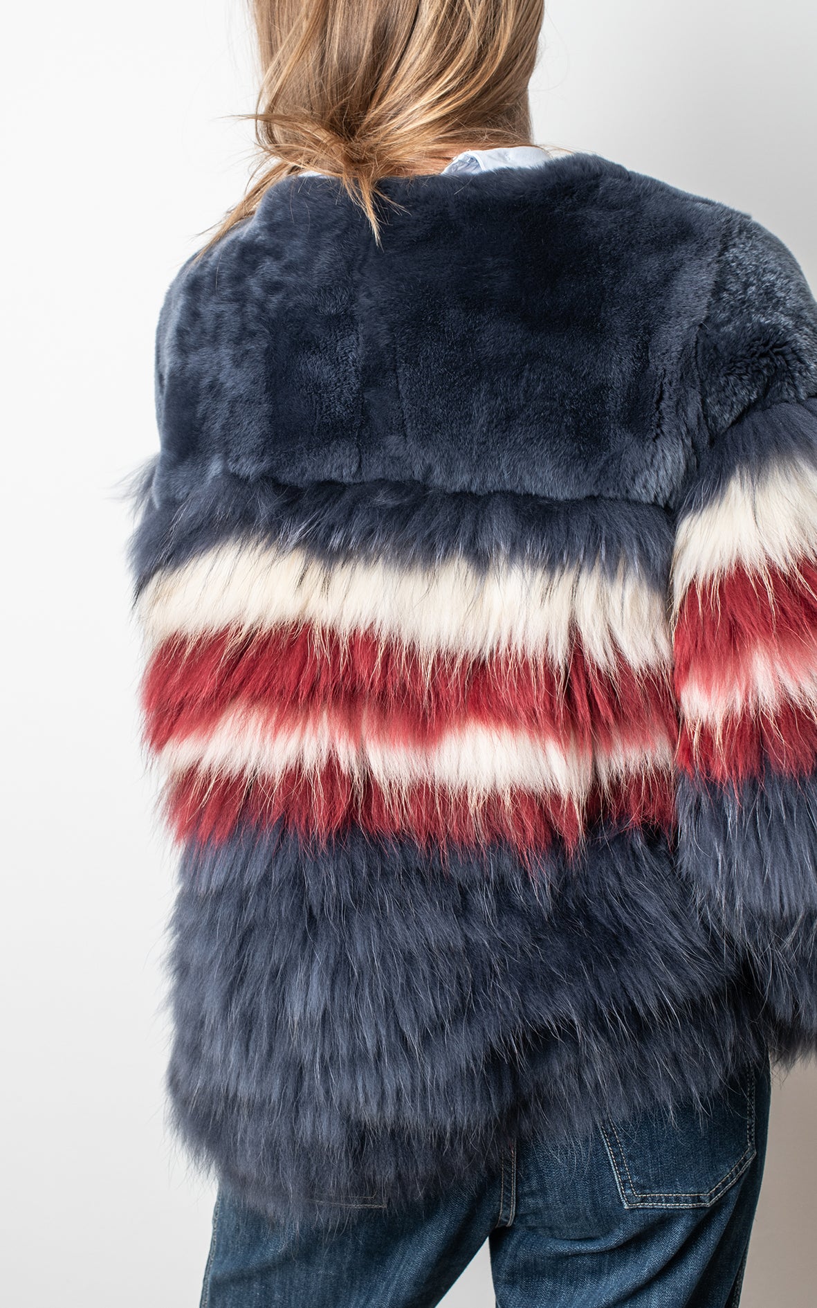 Abrigo conejo tricolor