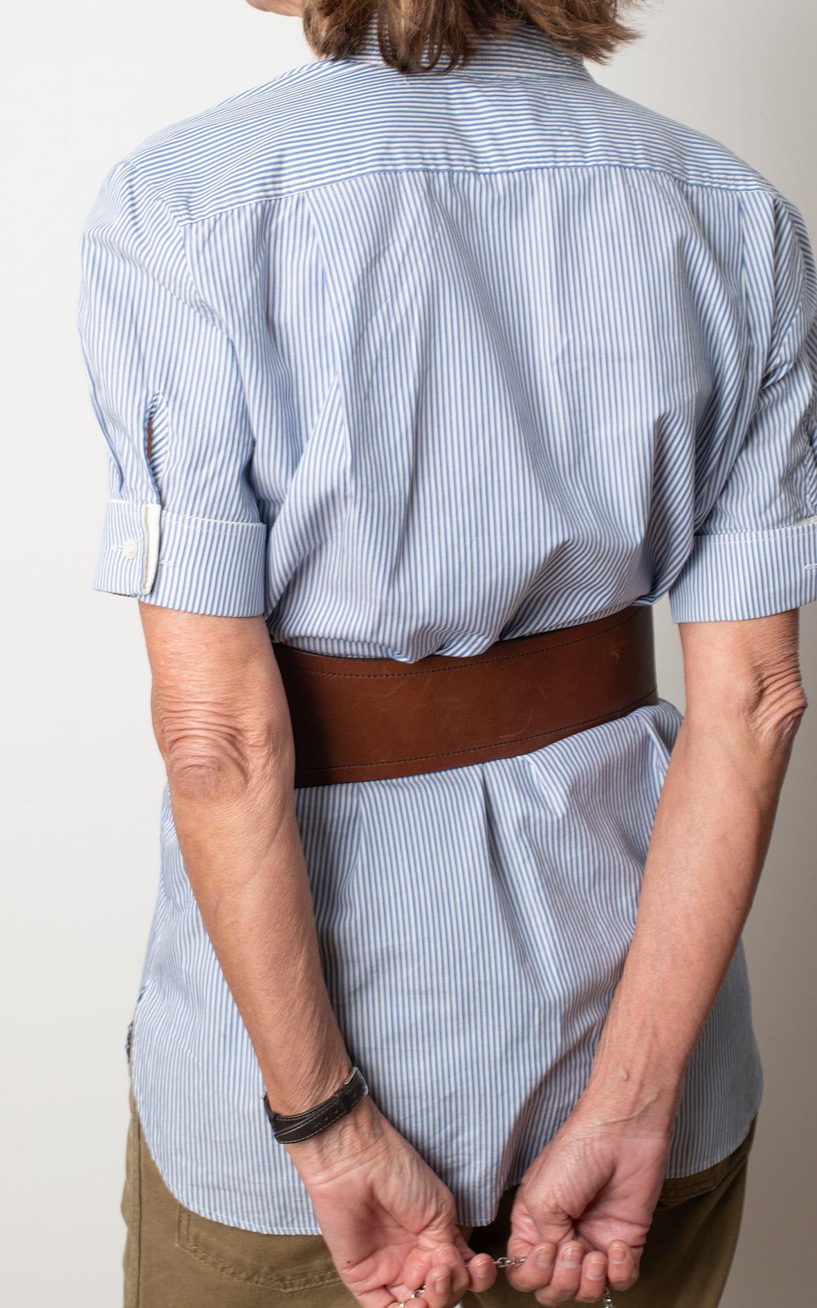 Camisa azul de rayas manga corta