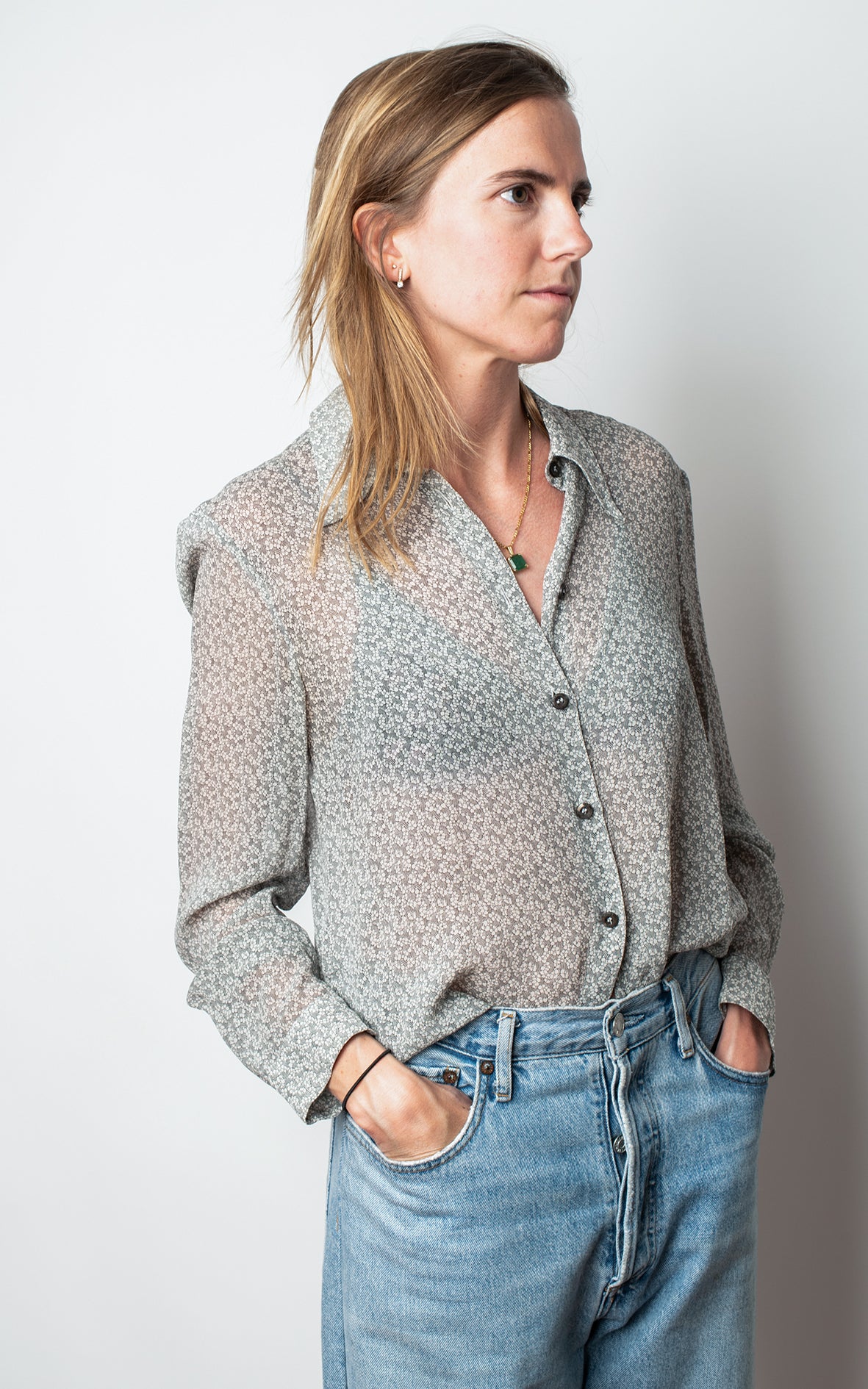 Blusa seda gris