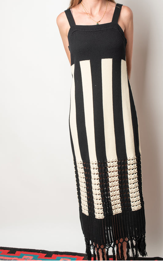 Vestido punto blanco y negro