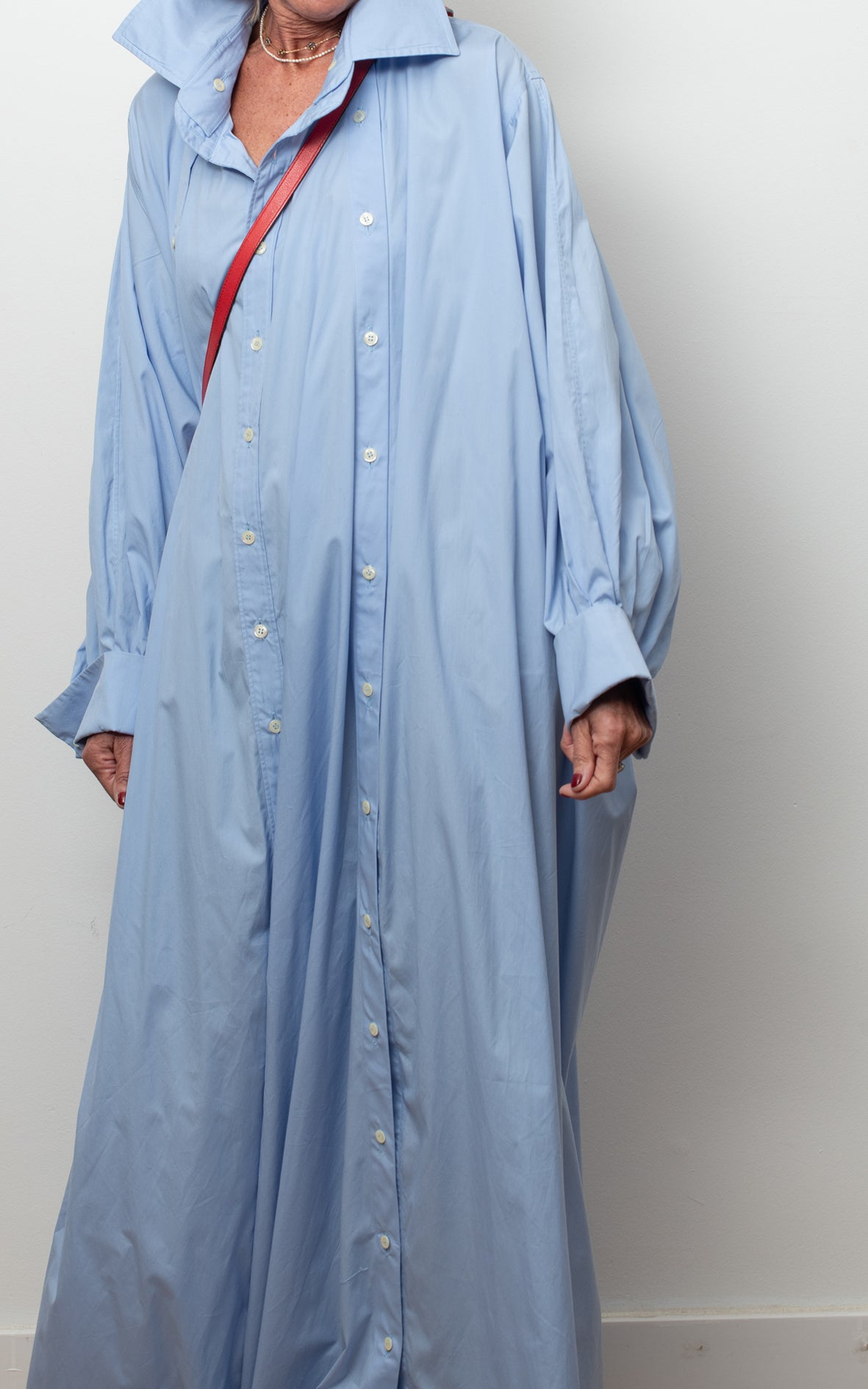 Vestido camisero azul largo