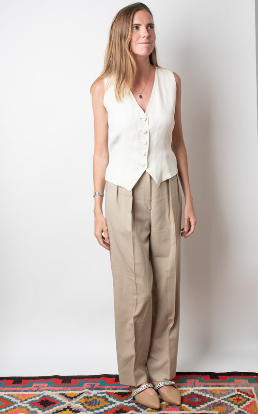 Pantalones pinzas beige