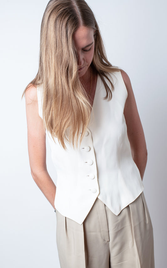 Chaleco blanco seda