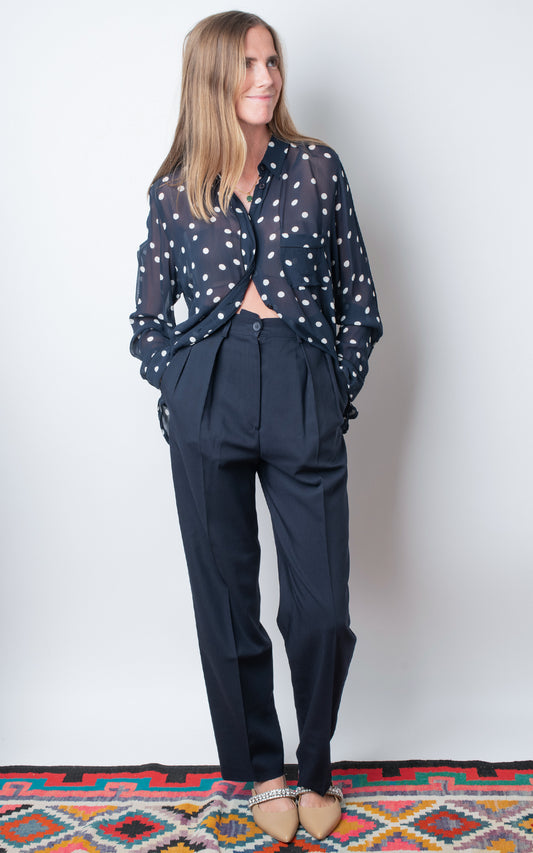 Pantalones pinzas azules
