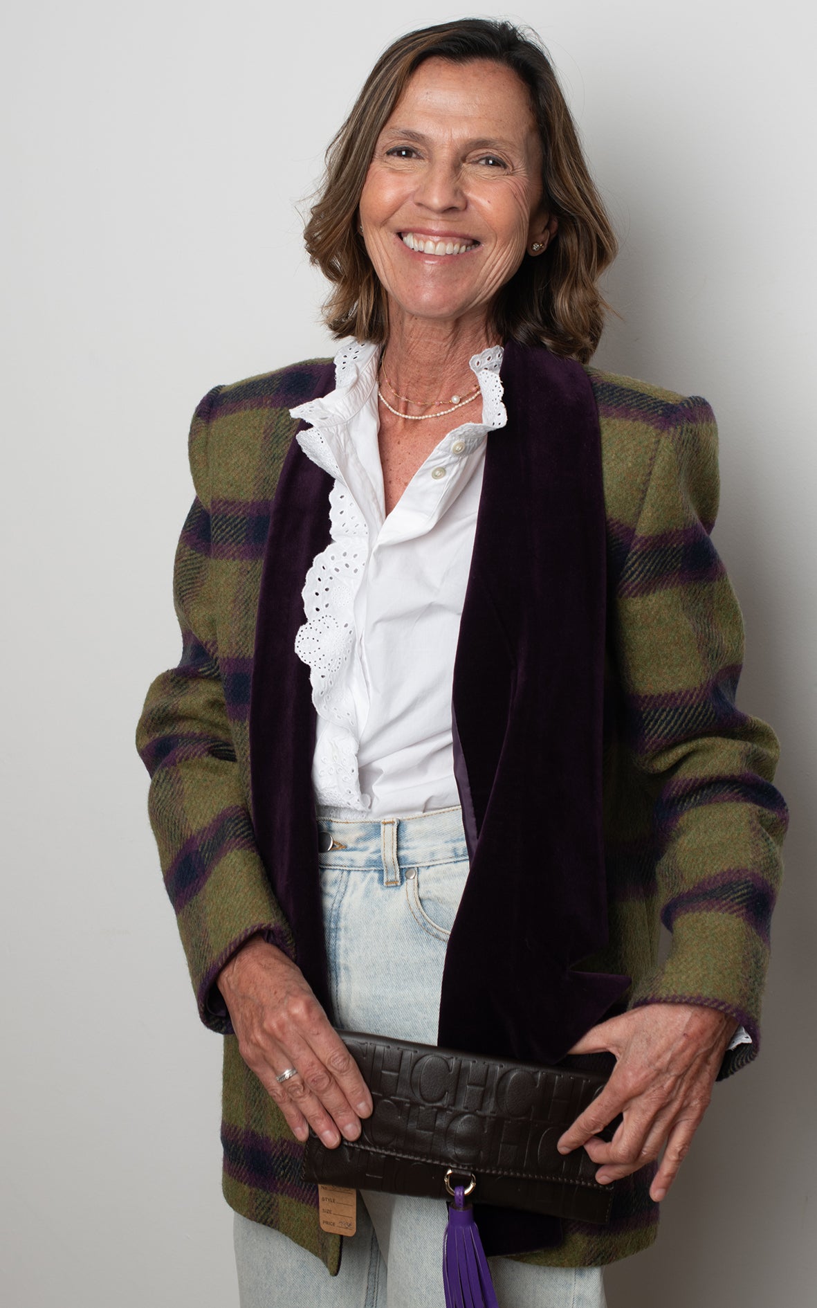 Blazer verde y morada