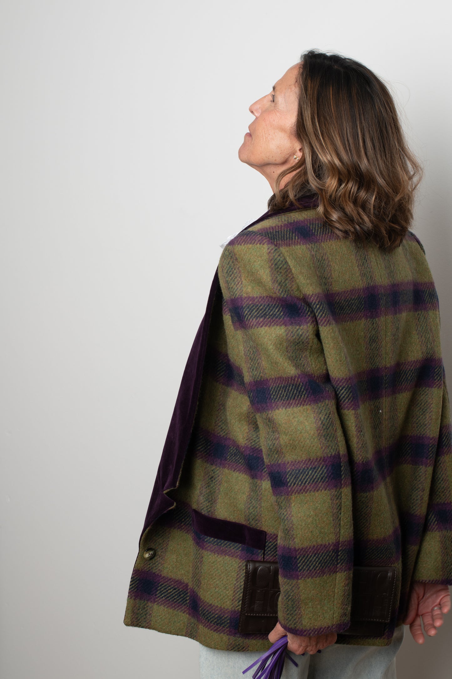 Blazer verde y morada