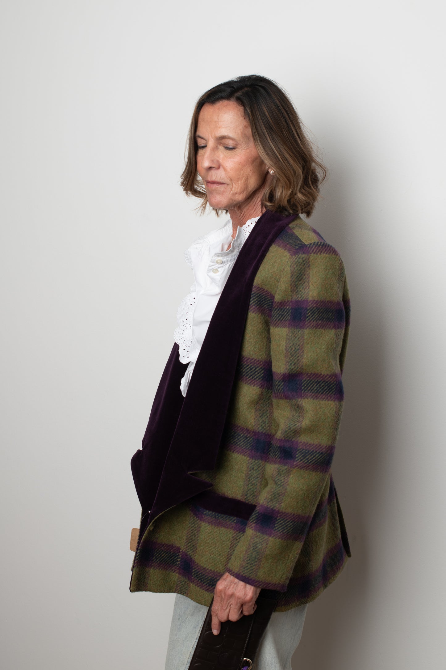 Blazer verde y morada