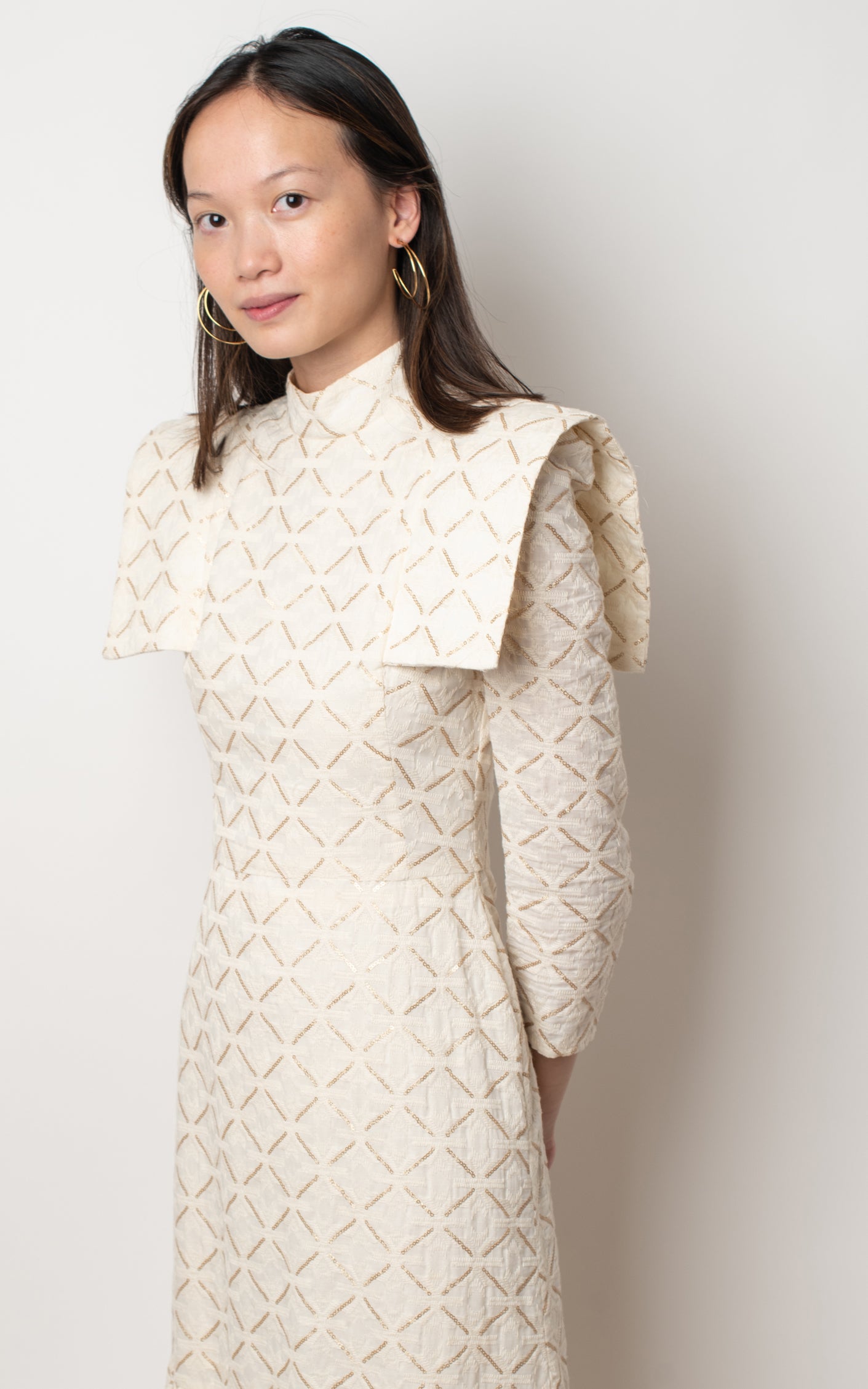 Vestido África beige y dorado