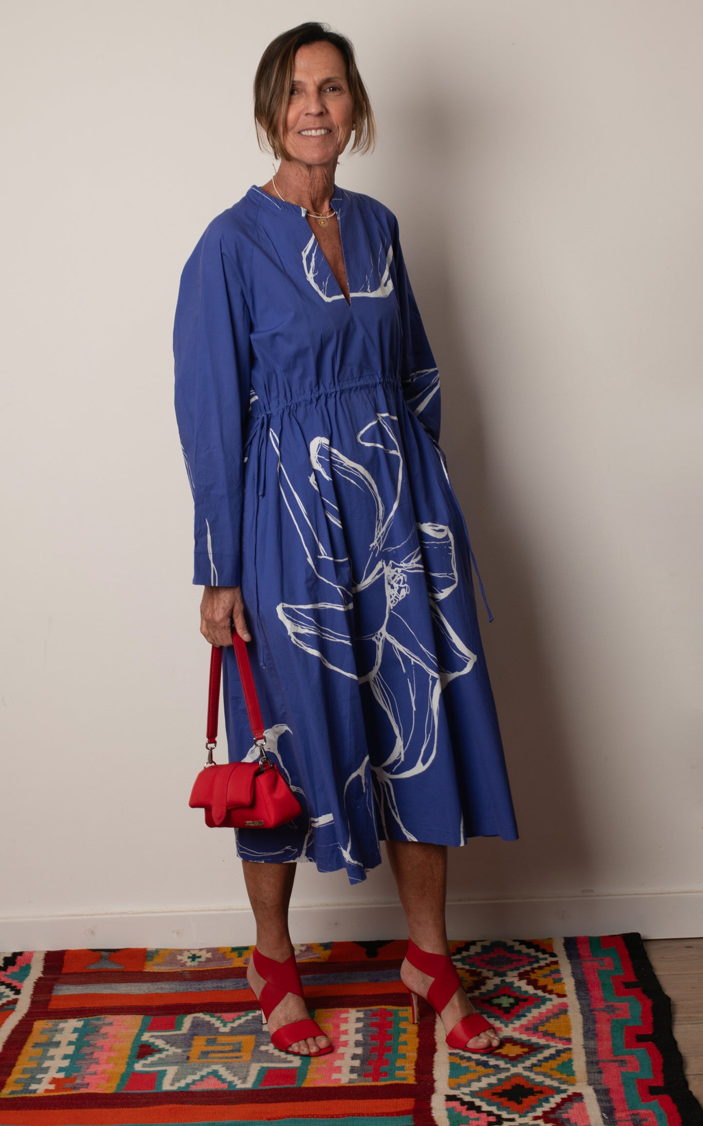 Vestido blanco y azul