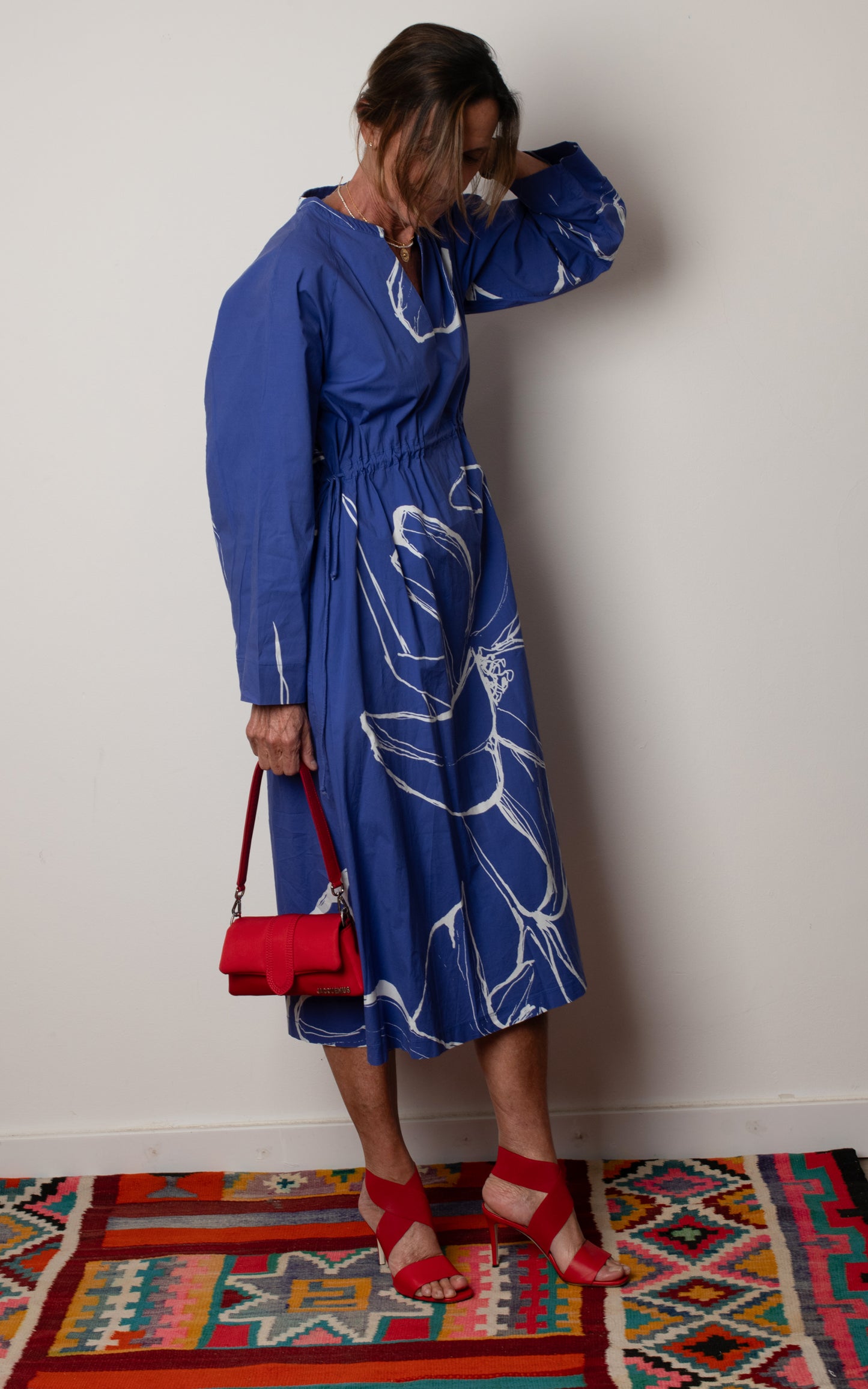 Vestido blanco y azul