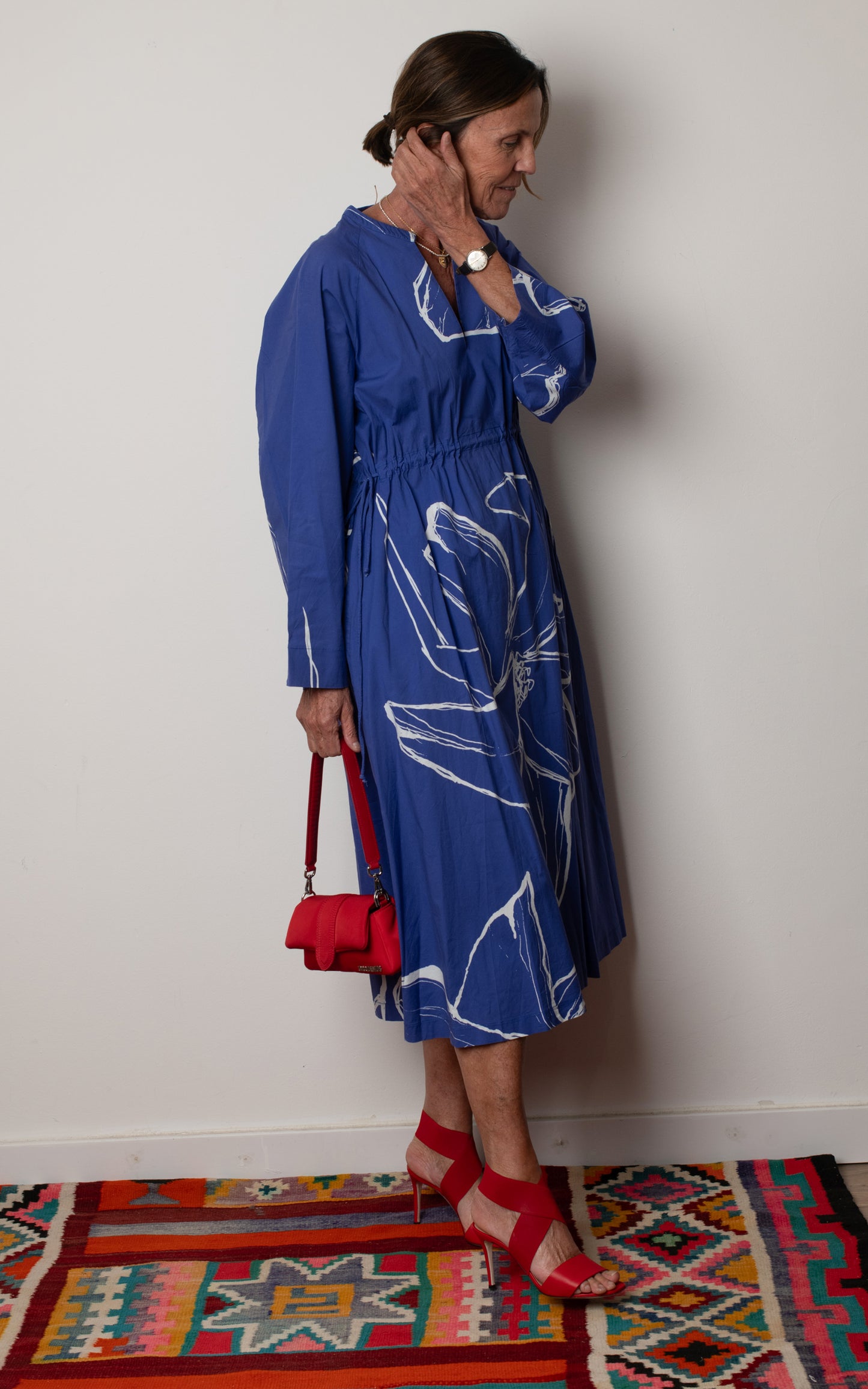 Vestido blanco y azul