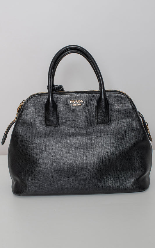 Bolso Saffiano negro 3 cremalleras
