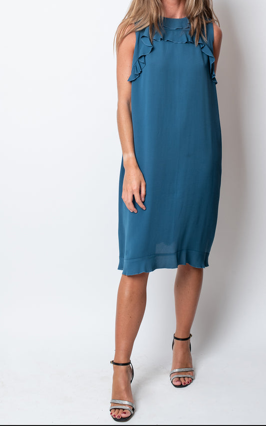 Vestido azul seda