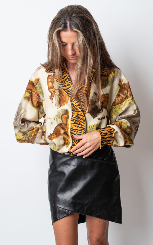 Camisa seda animal print