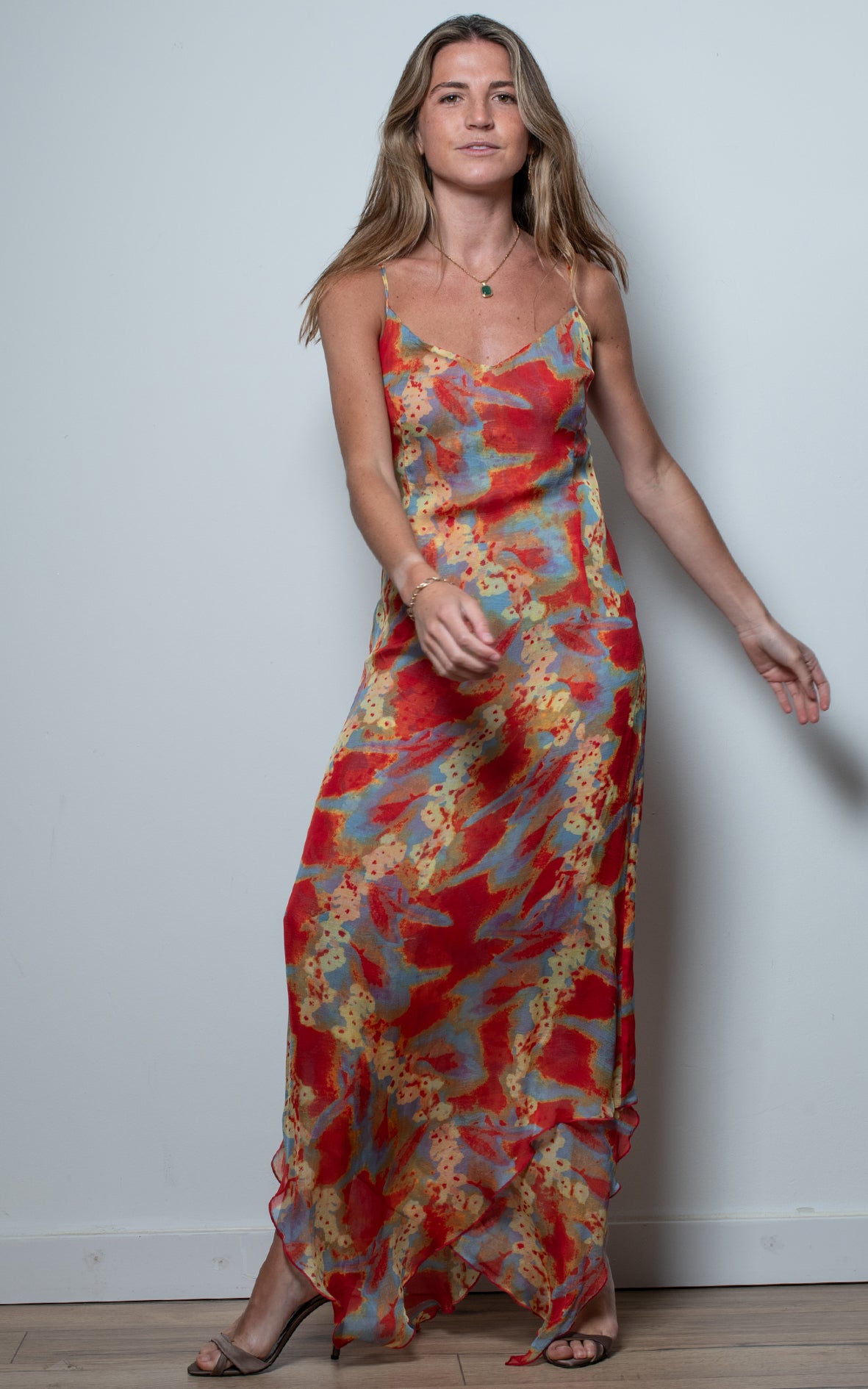 Vestido rojo y azul tye dye