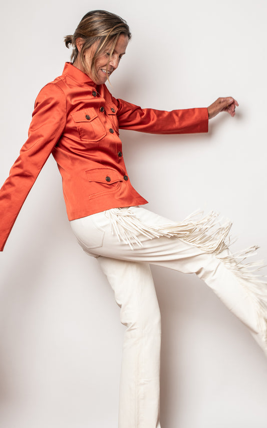 Pantalones de piel con flecos