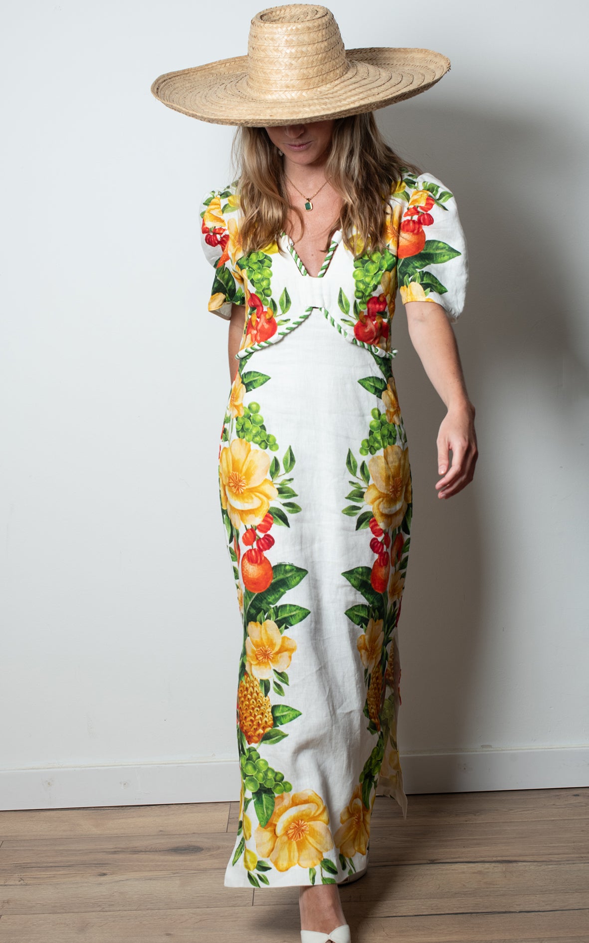 Vestido floral lino