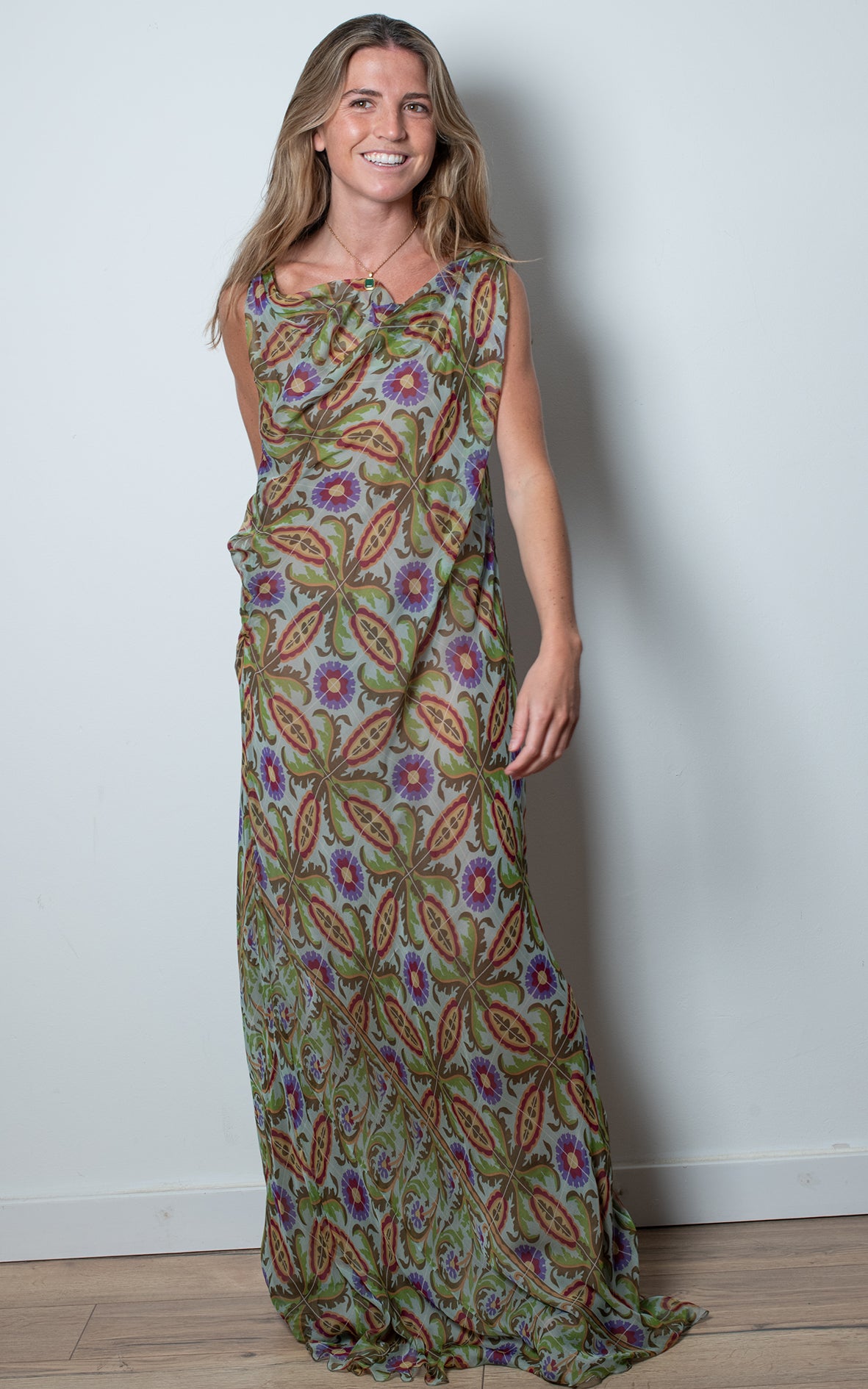 Vestido maxi seda