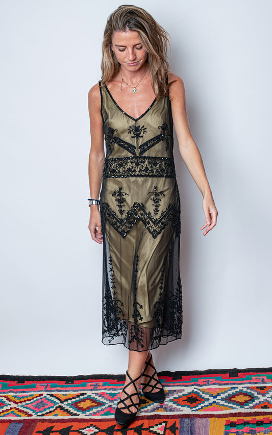 Vestido vintage seda