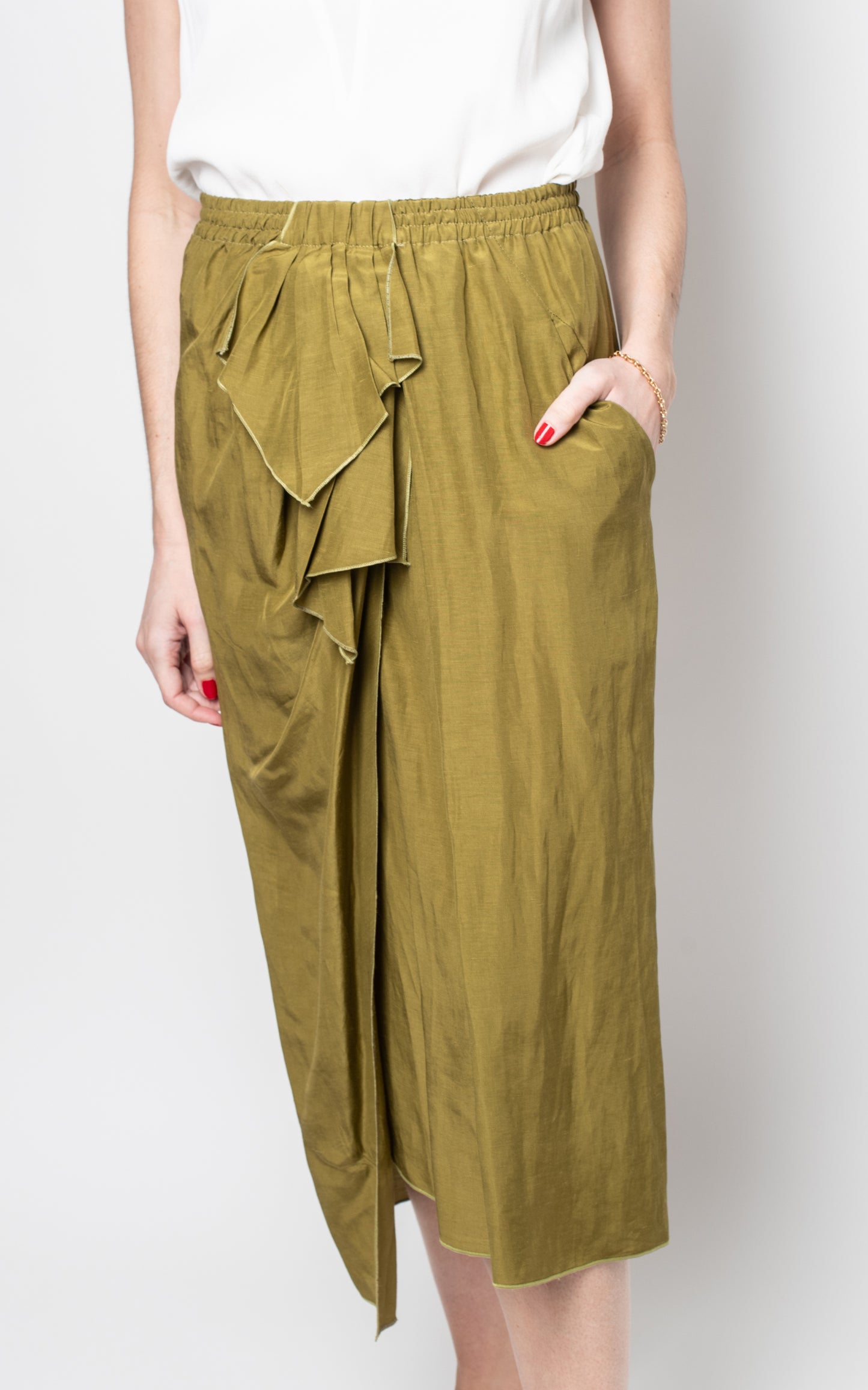 Falda verde midi