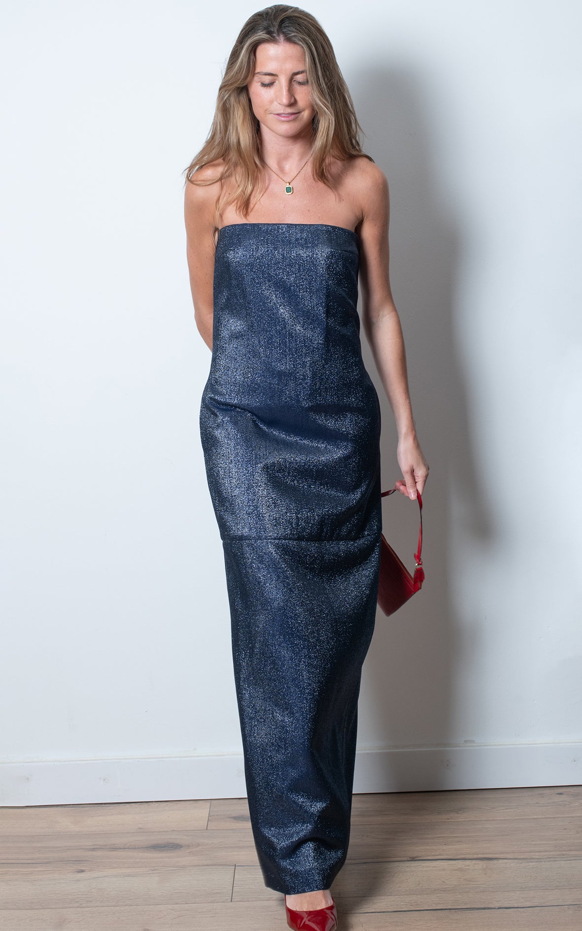 Vestido palabra de honor azul