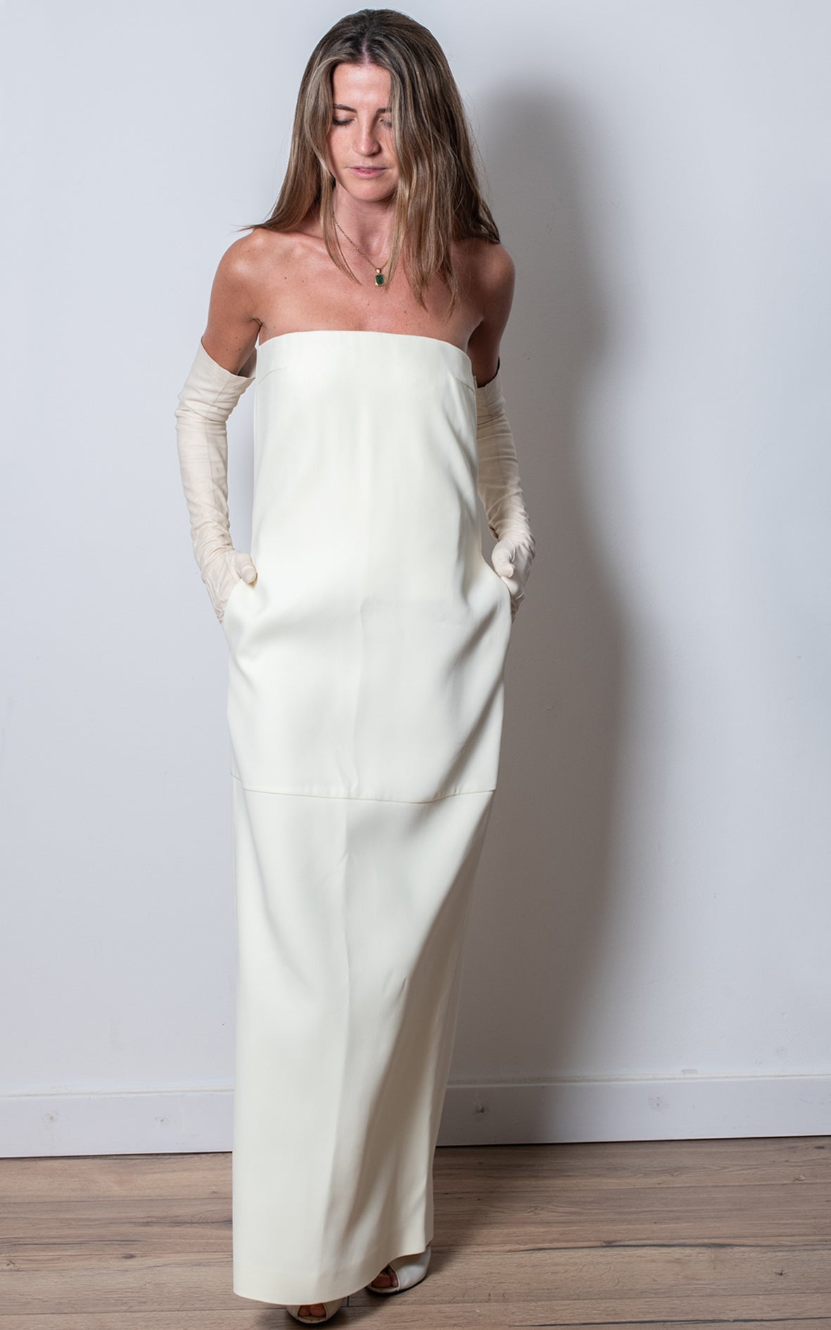 Vestido palabra de honor blanco