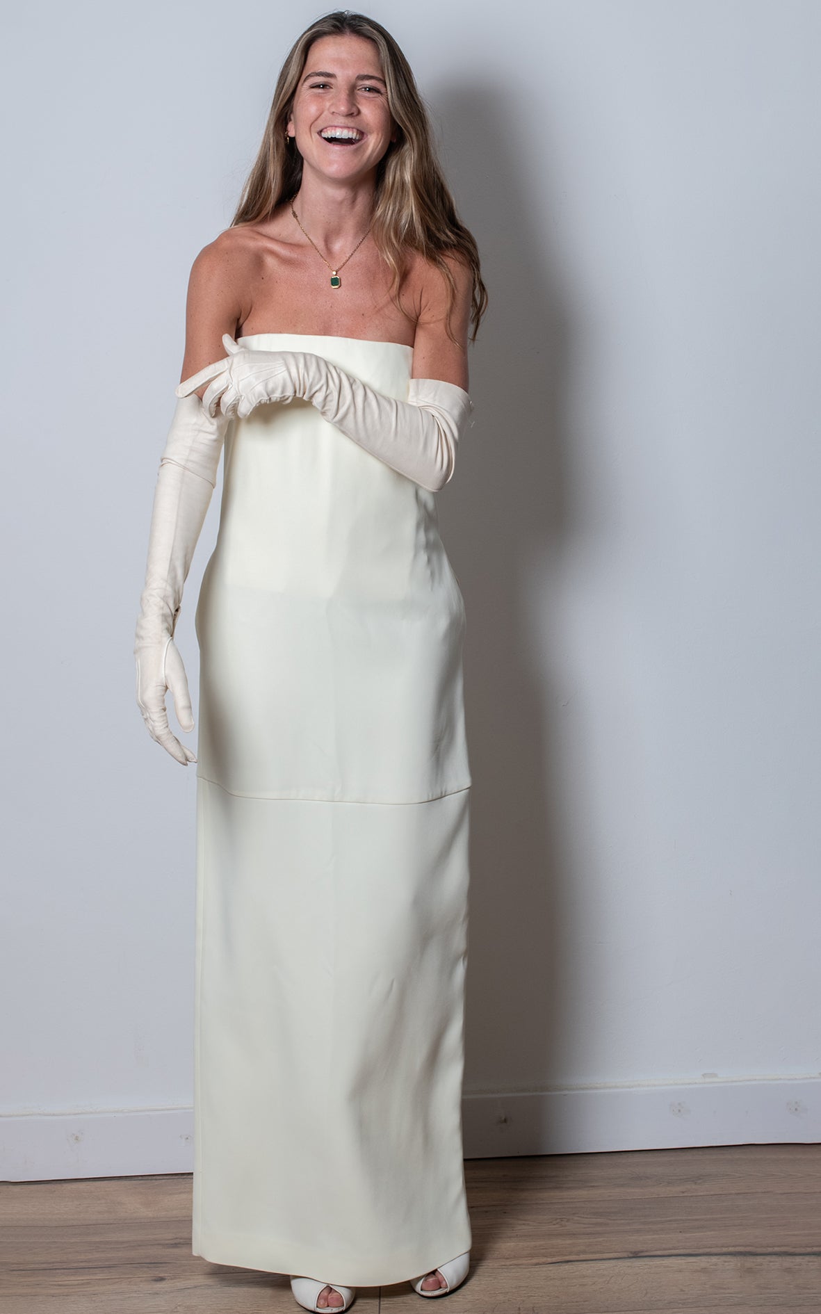 Vestido palabra de honor blanco