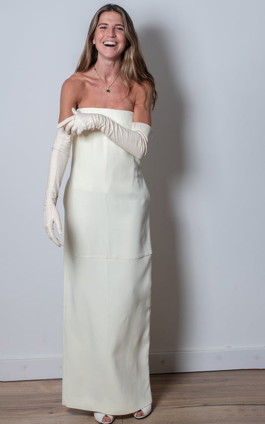 Vestido palabra de honor blanco