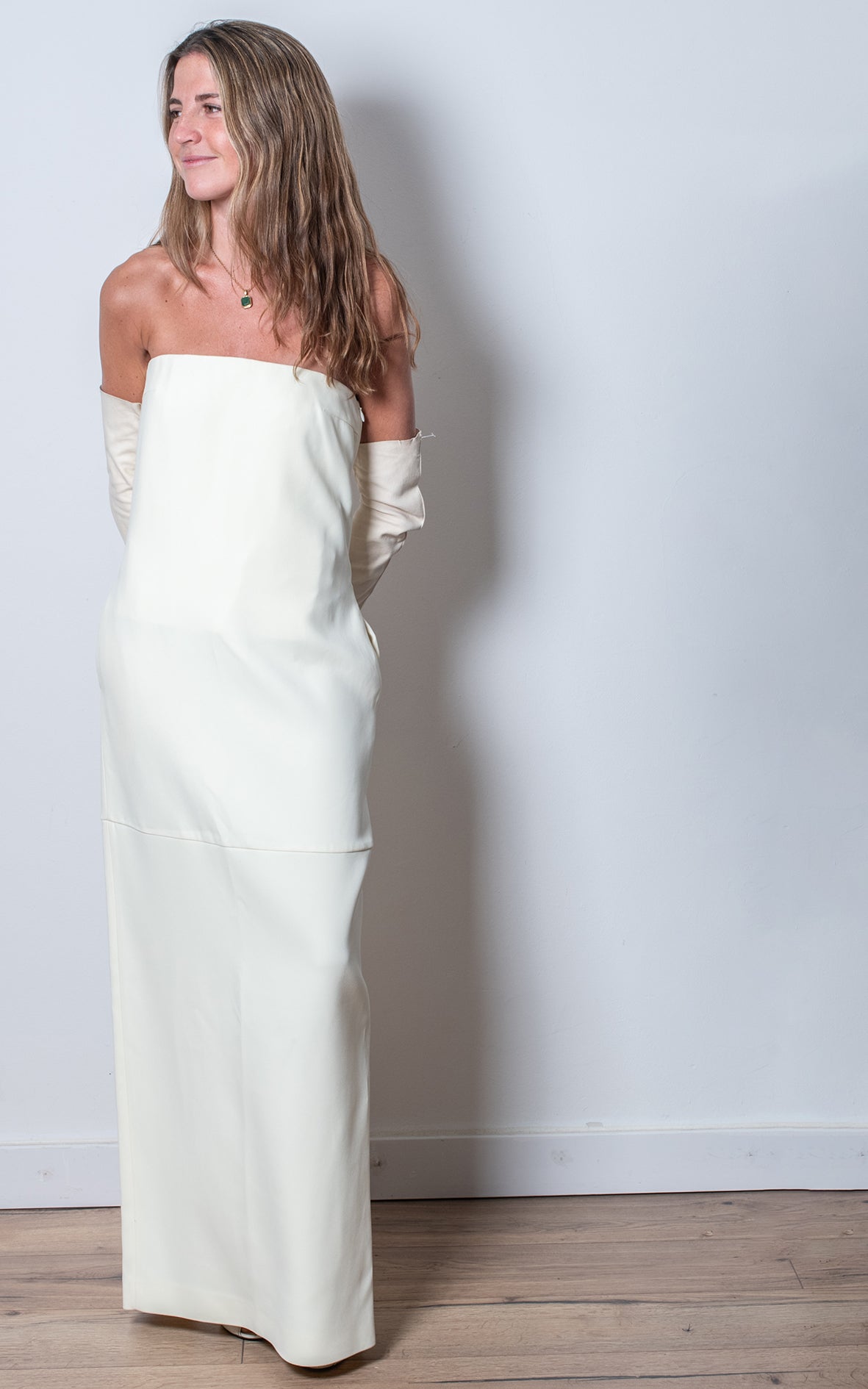 Vestido palabra de honor blanco