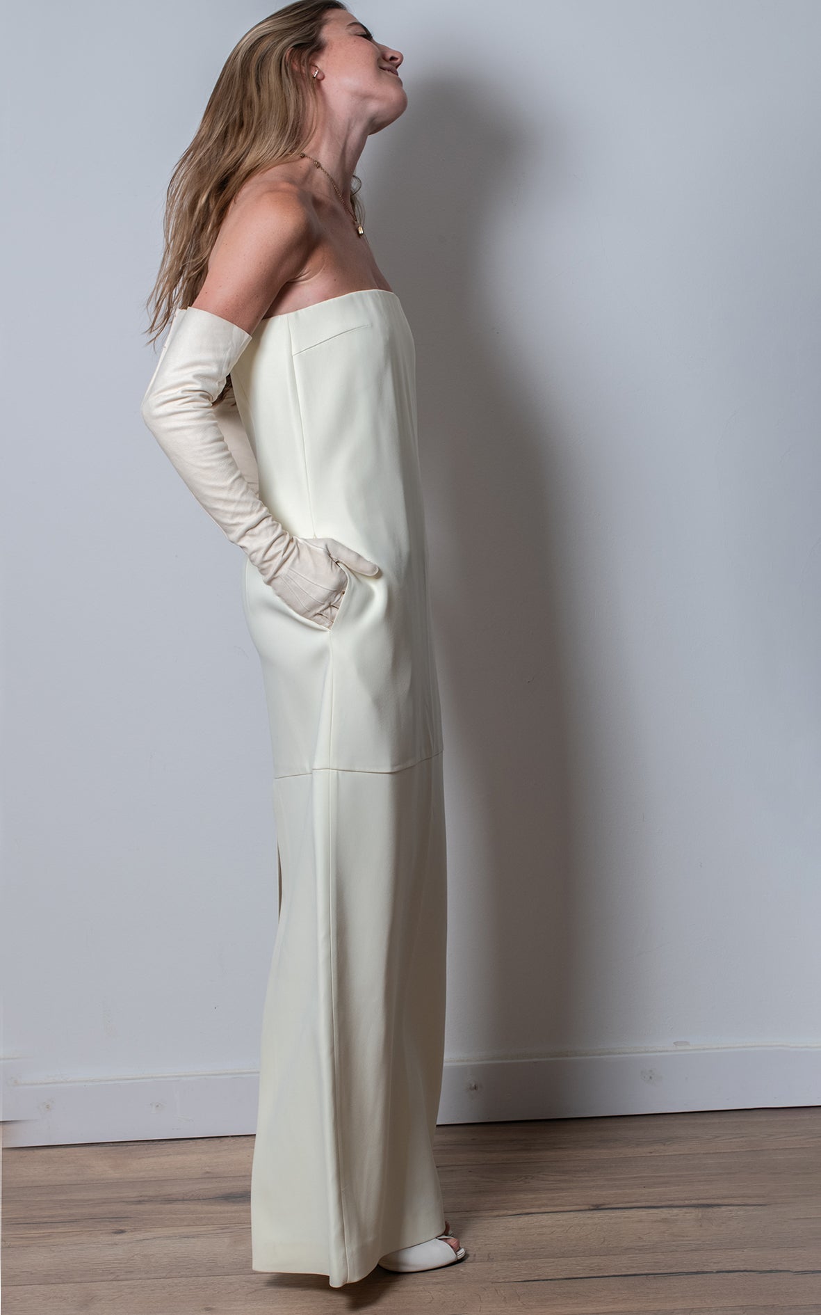 Vestido palabra de honor blanco