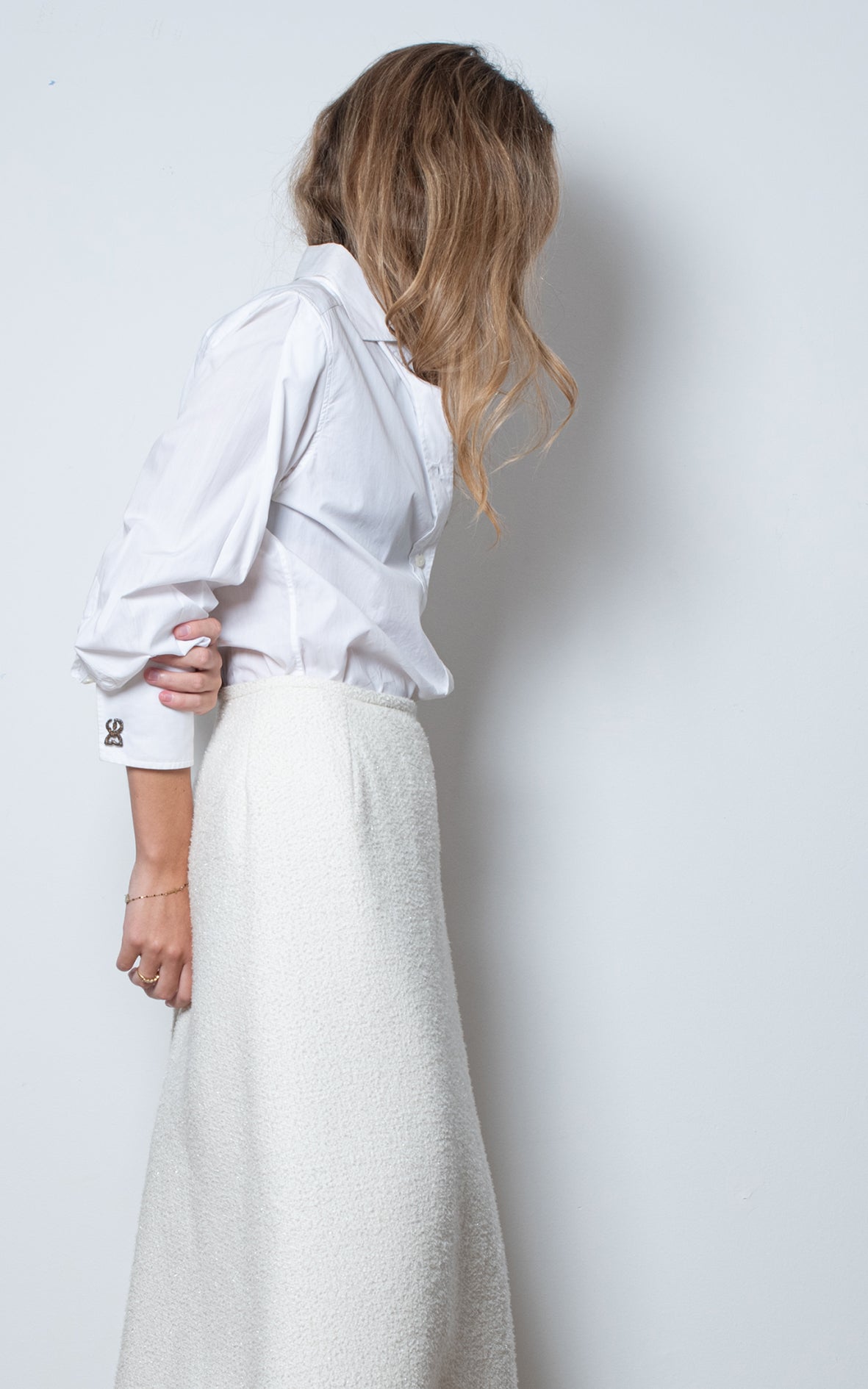 Falda de tweed blanca