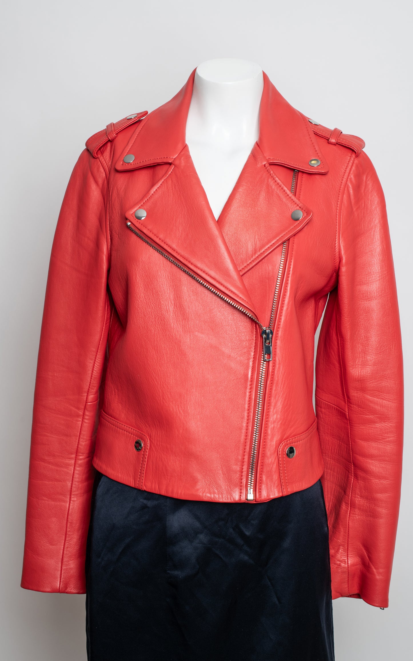 Chaqueta de cuero roja/fresa