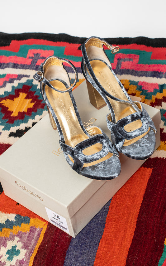 Tacones terciopelo azules