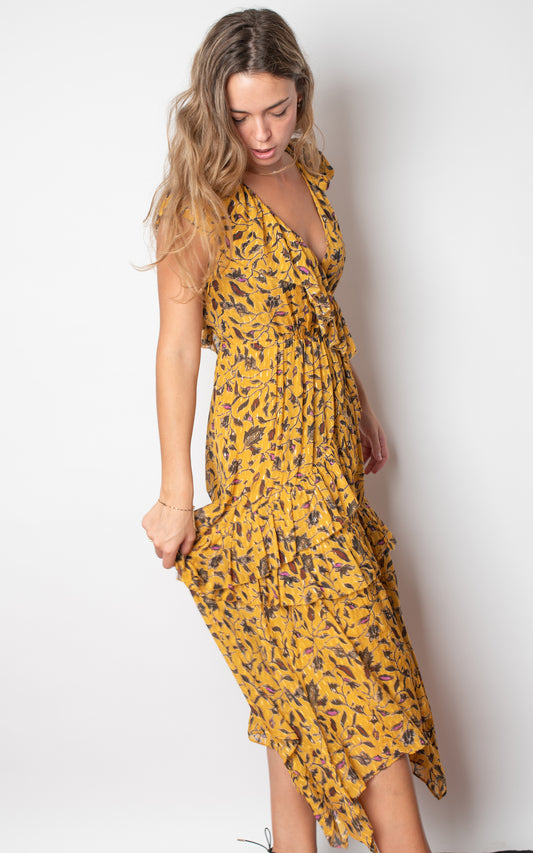 Vestido mostaza de flores