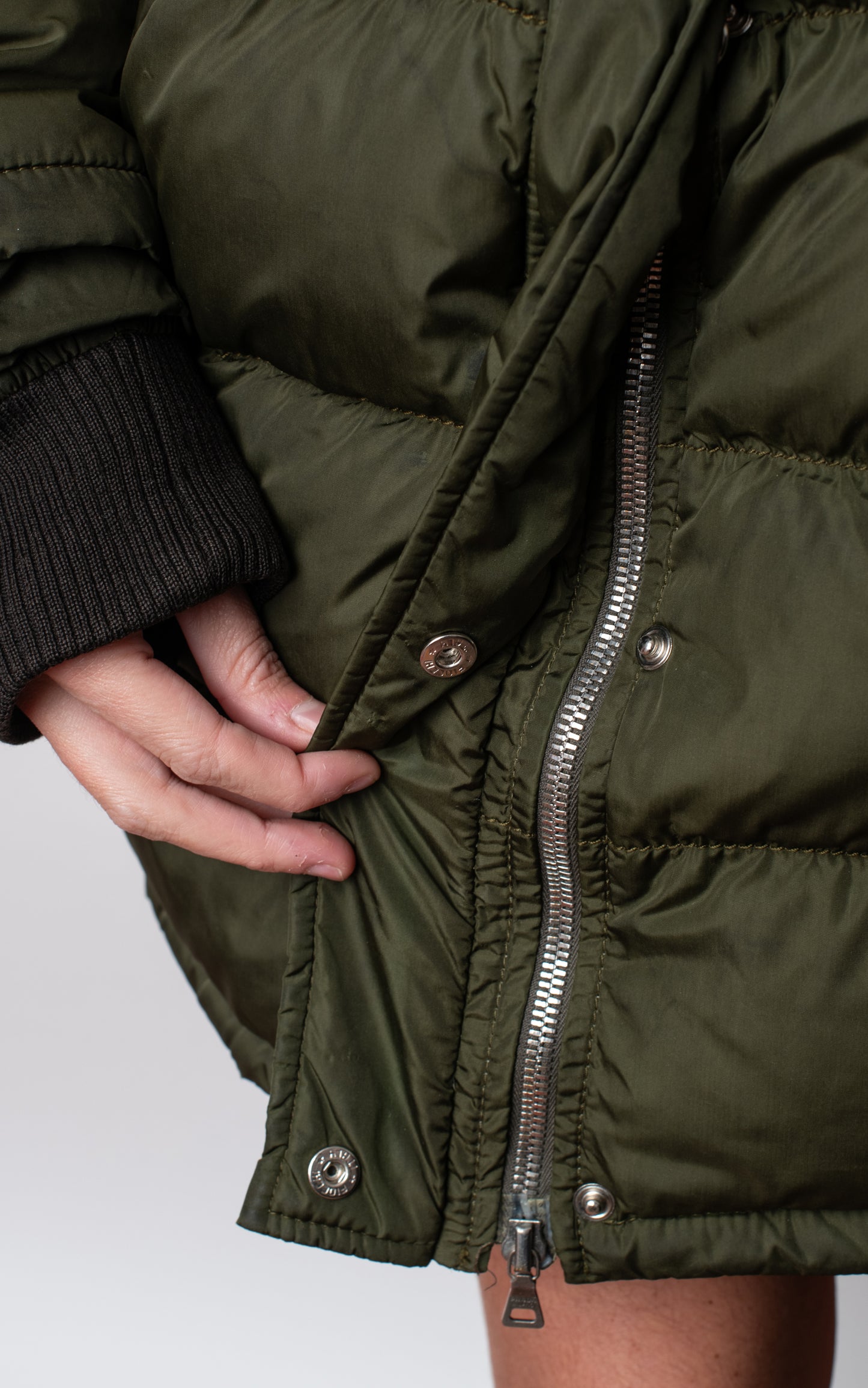 Plumífero verde cuello piel