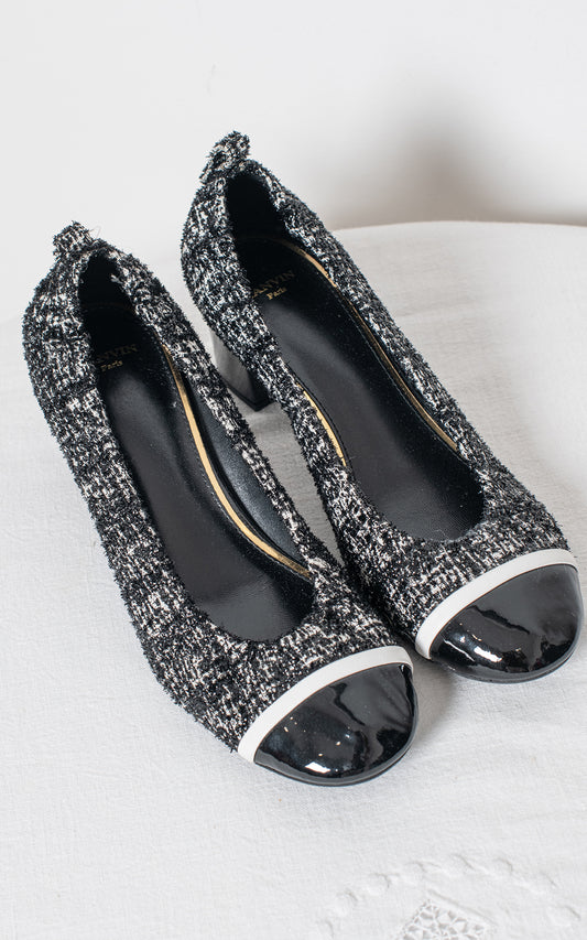Tacones de tweed con tacón