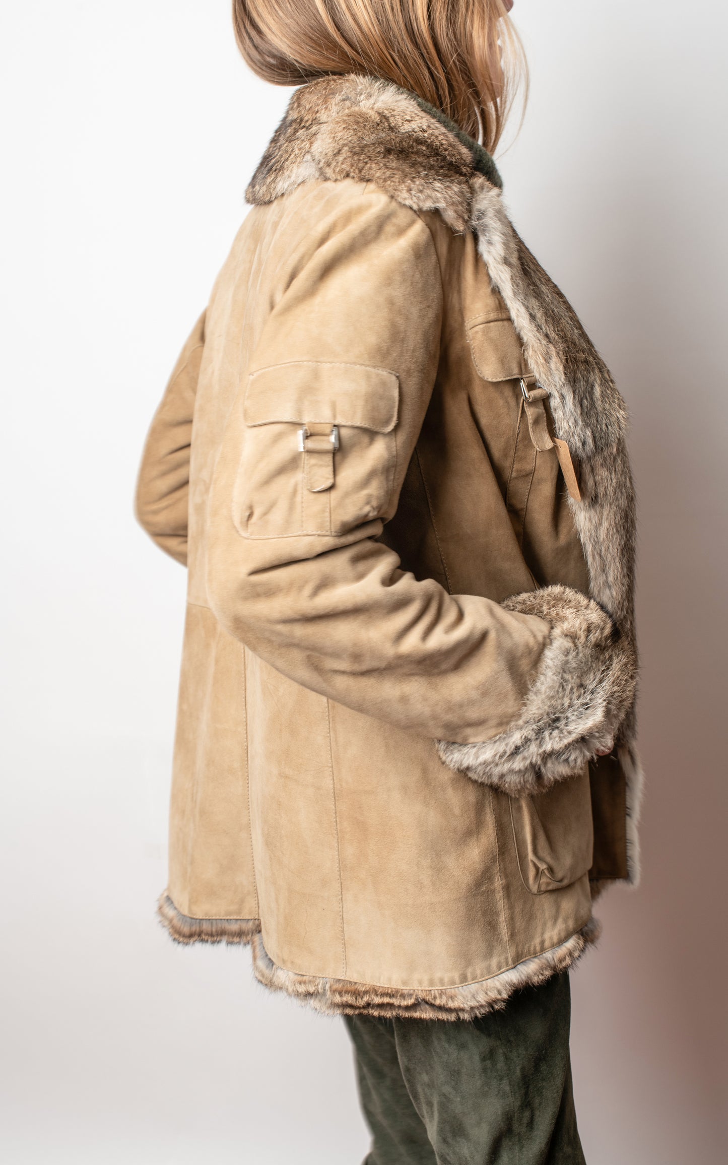 Chaquetón ante y conejo